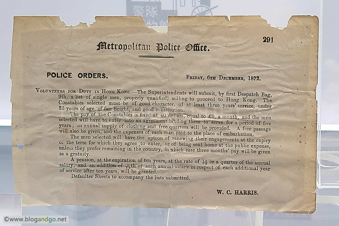 Police Museum - Job Advert for Constable